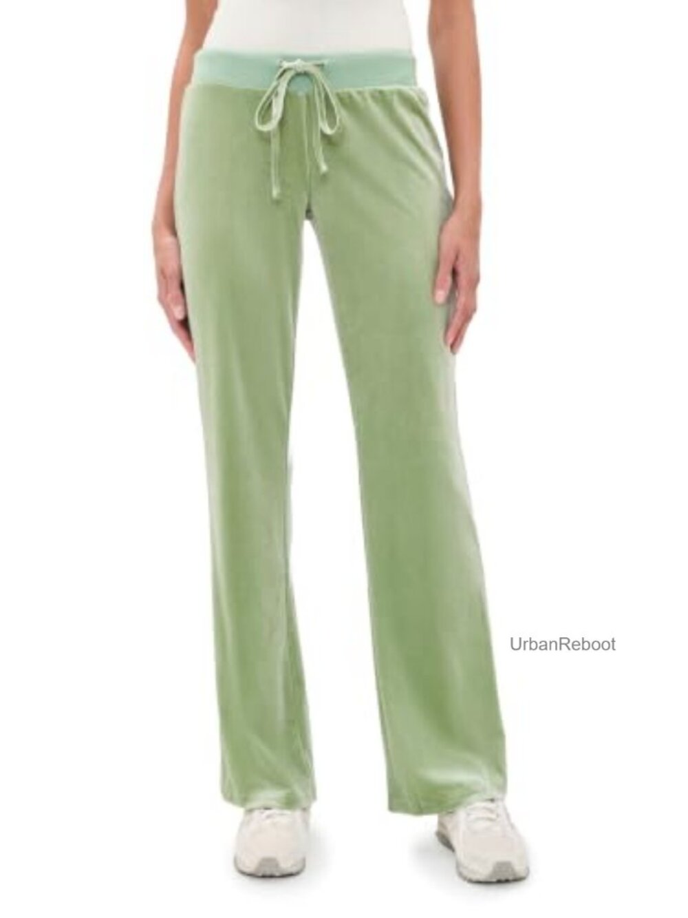 Mid-Weight Stretch Velour Track Pants Low Rise Drawstring - Picture 1 of 6